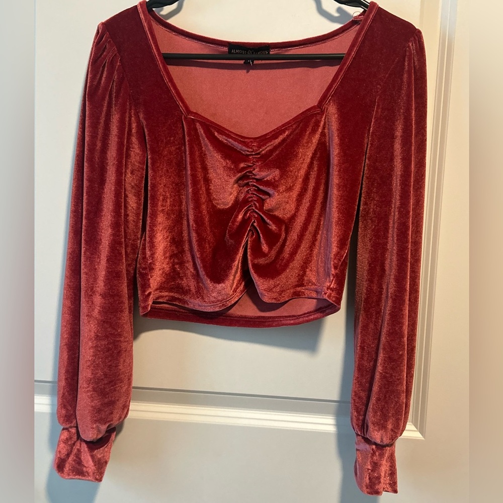 Almost Famous Velvet Red Blouse